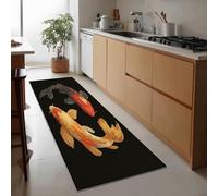 Générique Tapis de Couloir 40 x 120 cm, Tapis à Poils Courts Antidérapant Lavable Élégance Traditionnel Animaux Carpe Koï - Tapis de Cuisine Noir pour L'Entrée Buanderie Couloir de L'Immeuble