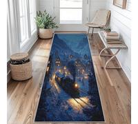 Générique Tapis de Couloir 50x120 cm Train à Vapeur, Paysage de Neige, Antidérapant et Lavable, Tapis Long pour Cuisine Couloir Salon