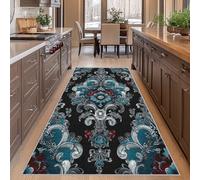 Générique Tapis de Couloir 80x150 cm Fleurs Oriental, Tapis de Passage Victorien Classique Antidérapant Lavable en Machine, Carpet Long pour Cuisine, Chambre, Entrée, Salon, Buanderie W1&95