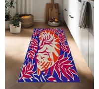 Générique Tapis de Couloir 90 x 180 cm, Tapis à Poils Courts Antidérapant Lavable Plantes Animaux Art Vibrant - Tapis de Cuisine Bleu pour L'Entrée Buanderie Couloir de L'Immeuble