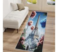 Générique Tapis de Couloir Antidérapant 50x100cm Tour Eiffel Paris 3D, Tapis Couloir Long Fleur Fantastique, Lavable Doux Poil Ras pour Passage, Chambre, Cuisine, Entrée Interieur hOO385
