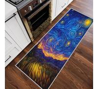 Générique Tapis de Couloir Antidérapant 60x210cm Ciel Étoilé, Tapis Couloir LongPeinture à l'huile Abstrait, Lavable Doux Poil Ras pour Passage, Chambre, Cuisine, Entrée Interieur, Bleu Foncé J8p63F