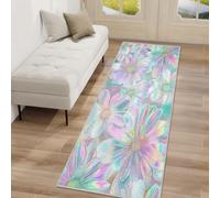 Générique Tapis de Couloir Antidérapant 60x210cm Fleur Néon, Tapis Couloir LongPsychédélique Moderne, Lavable Doux Poil Ras pour Passage, Chambre, Cuisine, Entrée Interieur, Violet J8p206F
