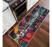 Générique Tapis de Couloir Antidérapant 60x210cm Fleur Papillon, Tapis Couloir LongAnime Fantastique, Lavable Doux Poil Ras pour Passage, Chambre, Cuisine, Entrée Interieur, Bleu J8p294F