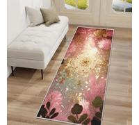 Générique Tapis de Couloir Antidérapant 80x150cm Mandala Rose Or, Tapis Couloir Long Boho Fleur Botanique, Lavable Doux Poil Ras pour Passage, Chambre, Cuisine, Entrée Interieur WFJ273