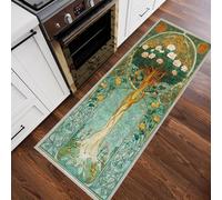 Générique Tapis de Couloir Antidérapant 80x300cm Arbre de Vie, Tapis Couloir Long Art Nouveau, Lavable Doux Poil Ras pour Passage, Chambre, Cuisine, Entrée Interieur, Vert J8p124F