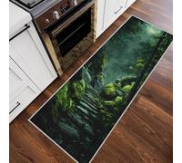 Générique Tapis de Couloir Arbre Forêt, Tapis Couloir Antidérapant Paysage Naturel, Poils Courts Doux Lavable en Machine pour Passage Entrée Décoration de Cuisine(Vert, 60x180 cm) J8p260F