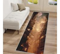Générique Tapis de Couloir Bibliothèque Fantastique, Tapis Couloir Antidérapant Livre, Poils Courts Doux Lavable en Machine pour Passage Entrée Décoration de Cuisine(Doré, 80x250 cm) J8p277F
