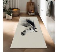 Générique Tapis de Couloir, de Cuisine 50 x 140 cm, Lavable en Machine Tapis Couloir Style Aquarelle à Poils Courts Antidérapant Animaux Chevaux Portraits pour Cuisine, Chambre à Coucher, Salon