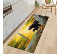 Générique Tapis de Couloir Doux 40 x 120 cm, Tapis de Passage Poil Ras Paysage Naturel - Antidérapant Coureur Entree Interieur Long Decoratif Forêt Animaux Oursons pour Entrée Cuisine et Chambre