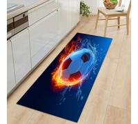 Générique Tapis de Couloir Doux 60 x 120 cm, Tapis de Passage Poil Ras Art 3D - Antidérapant Coureur Entree Interieur Long Decoratif Sports Eau et Feu Football pour Entrée Cuisine et Chambre