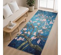 Générique Tapis de Couloir Fleur de Pêche Bleu 80x300 cm