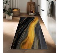 Générique Tapis de Couloir Long 50 x 140 cm Ultra Doux à imprimé Marbre Lumineux Noir Or, Tapis de Passage Coureur Lavable Antidérapant Art De Luxe pour Couloir escalier Chambre Cuisine