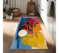 Générique Tapis de Couloir Long 60 x 150 cm Ultra Doux à imprimé Musique De Dessin Animé Batterie, Tapis de Passage Coureur Lavable Antidérapant Peinture pour Couloir escalier Chambre Cuisine