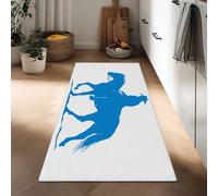 Générique Tapis de Couloir Long Antidérapant 40 x 120 cm, Tapis de Passage Minimaliste Cow-Boy Animal Mystérieux Lavable et Doux à Poil Ras pour Passage Chambre Cuisine Entrée Intérieure, Bleu-Blanc