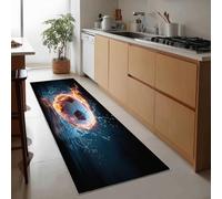 Générique Tapis de Couloir Long Antidérapant 60 x 150 cm, Abstrait Tapis Cuisine Devant Evier Lavable en Machine Sports Football Aquatique Et De Feu pour Couloir, Cuisine, Salon, Chambre à Coucher