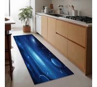 Générique Tapis de Couloir Long Antidérapant 60 x 180 cm, Tapis de Passage Univers Galaxies Mystère Planètes Lavable et Doux à Poil Ras pour Passage Chambre Cuisine Entrée Intérieure, Bleu