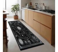 Générique Tapis de Couloir Long Antidérapant 90 x 180 cm, Tapis de Passage Mystérieux Constellations Corps Célestes Lavable et Doux à Poil Ras pour Passage Chambre Cuisine Entrée Intérieure, Noir