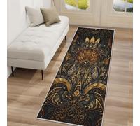 Générique Tapis de Couloir Mandala Noir Or, Tapis Couloir Antidérapant Boho Exotique Tribal, Poils Courts Doux Lavable en Machine pour Passage Entrée Décoration de Cuisine, 50x120cm DWT98