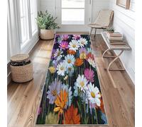 Générique Tapis de Couloir Marguerite, Tapis de Couloir Long Antidérapant 60x180, Fleurs Colorées, Tapis Cuisine Motif Aquarelle Botanique, pour Cuisine Salon Chambre Couloir Entrée BDn35