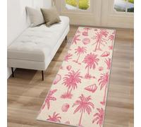Générique Tapis de Couloir Palmier Plante, Tapis Couloir Antidérapant Plage Tropicale, Poils Courts Doux Lavable en Machine pour Passage Entrée Décoration de Cuisine(Rose, 80x400 cm) J8p279F