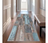 Générique Tapis de Couloir Planche De Bois, Tapis de Passage Long, Doux Antidérapant et Lavable, 60 x 240 cm, Motif Planche De Bois Rustique, Tapis Couloir Pour Cuisine, Salon, Entrée, Buanderie V05L9