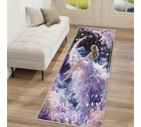 Générique Tapis de Couloir Princesse Lune, Tapis Couloir Antidérapant Fleur Fantaisie, Poils Courts Doux Lavable en Machine pour Passage Entrée Décoration de Cuisine(Violet, 80x150 cm) J8p209F