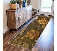 Générique Tapis de Couloir Rose d'or, Tapis de Passage Long, Doux Antidérapant et Lavable, 80 x 300 cm, Motif Ancien Floral Antique, Tapis Couloir pour Cuisine, Salon, Entrée, Buanderie C25M4