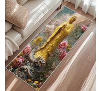 Générique Tapis de Couloir Statue de Bouddha, Lavable et Antidérapant, Tapis Long Dragon Floral Oriental pour Cuisine, Entrée, Salon, Chambre, Décoration Intérieure, Descente de Lit 80x250 cm i5&12