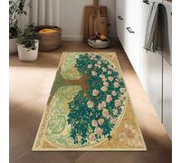 Générique Tapis de Couloir Transitionnel Antiderapant 40 x 120 cm, Tapis de Cuisine Arbre De Vie Fleurs Lavable en Machine Extra Long pour Entrée, Chambre, Buanderie et Salle de Séjour