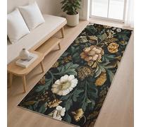 Générique Tapis de Couloir William Morris 80x200 cm, Tapis de Passage Feuilles Branches Motif pour Cuisine Salon Chambre Balcon Entrée Interieur, Antidérapant et Lavable