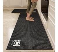 Générique Tapis de Cuisine tissé avec imprimé Life, Tapis de Sol Absorbant antidérapant, Coussinet Anti-Fatigue for Devant d'évier et entrée, Beige(Carbon Black,50x150cm)