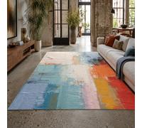 Générique Tapis de décoration,Abstrait Bleu, Orange, Rouge, Jaune, Blanc, Rose, 150 x 200 cm, Tapis à Poils Courts Doux pour Salon, Chambre à Coucher Chevet décoration intérieure,