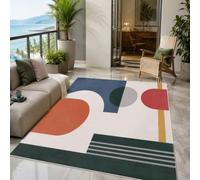 Générique Tapis de décoration, Abstrait Moderne Bleu Orange Rouge Gris Vert Jaune Blanc, 150 x 200 cm, Tapis à Poils Courts Doux pour Salon, Chambre à Coucher Chevet décoration intérieure,