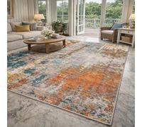 Générique Tapis de décoration,Abstrait Moderne Gris, Bleu, Orange, Jaune, Blanc, 70 x 100 cm, Tapis d'entrée d'intérieur Couloir, Salon, Chambre à Coucher, Canapé, Hallway Carpets