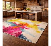 Générique Tapis de décoration,Abstrait Moderne Rose, Art déco Jaune, Orange, Bleu, Blanc, 140 x 200 cm, Tapis pour Salon, Chambre à Coucher, Salle à Manger, Salle de séjour, Cuisine, Hall