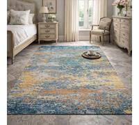 Générique Tapis de décoration,Art déco Abstrait Moderne, Bleu, Jaune, Orange, 70 x 120 cm, Tapis pour Salon Descente de lit Chambre, Couloir Halls D'EntréE, Cuisines, Buanderies