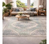 Générique Tapis de décoration,Bleu, Beige et Gris Oriental Vintage, 70 x 100 cm, Tapis d'entrée d'intérieur Couloir, Salon, Chambre à Coucher, Canapé, Hallway Carpets