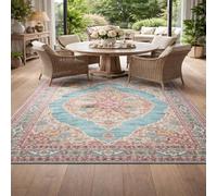 Générique Tapis de décoration,Bleu Oriental, Rose, Beige, Jaune, 140 x 200 cm, Tapis pour Salon, Chambre à Coucher, Salle à Manger, Salle de séjour, Cuisine, Hall