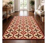 Générique Tapis de décoration,Géométrique Oriental Rouge, Beige, Noir, 70 x 100 cm, Tapis d'entrée d'intérieur Couloir, Salon, Chambre à Coucher, Canapé, Hallway Carpets