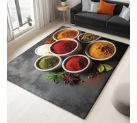 Générique Tapis de Décoration Imprimé 140 x 200 cm, Gris Foncé Moderne Tapis HD Épices dans Un BolPaillasson Interieur Entree Poil Ras - Polypropylène - pour Le Salon, la Chambre, Doux et Confortable