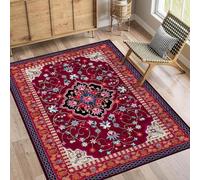 Générique Tapis de décoration,Imprimés Modernes Multicolores à Motifs Floraux orientaux Traditionnels Vintage, Fuchsia-Rouge, 100 x 100 cm, Tapis Poils Ras Design Moderne Bureau à Domicile,