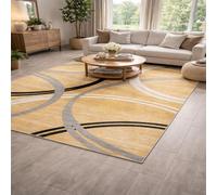 Générique Tapis de décoration,Jaune Moutarde Ocre Moderne, Gris, Noir, Blanc, 80 x 150 cm, Tapis pour Salon Chambre Canapé Tapis de Plancher,Carpet for Living Room Bedroom Table