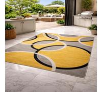 Générique Tapis de décoration, Meubles Meuble TV Moderne Ocre, Jaune Moutarde, Gris, Noir, Blanc, 140 x 200 cm, Tapis pour Salon, Chambre à Coucher, Salle à Manger, Salle de séjour, Cuisine, Hall