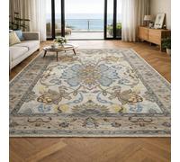Générique Tapis de décoration,Motif Floral Oriental Bleu, Beige, Rouge, 70 x 100 cm, Tapis d'entrée d'intérieur Couloir, Salon, Chambre à Coucher, Canapé, Hallway Carpets