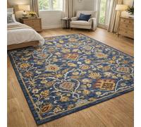 Générique Tapis de décoration,Motif Floral Oriental Bleu, Jaune, Rouge, Blanc, 70 x 100 cm, Tapis d'entrée d'intérieur Couloir, Salon, Chambre à Coucher, Canapé, Hallway Carpets