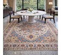 Générique Tapis de décoration,Motif Floral Oriental Bleu, Rouge, Beige, Jaune, 100 x 160 cm, Bureau à Domicile, Chambre, Salle de séjour, Couloir, Area Carpet for Bedroom