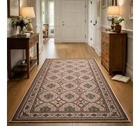 Générique Tapis de décoration,Motif Floral Oriental Marron, Bleu, Beige et Rouge, 70 x 100 cm, Tapis d'entrée d'intérieur Couloir, Salon, Chambre à Coucher, Canapé, Hallway Carpets