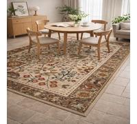 Générique Tapis de décoration,Motif Floral Traditionnel Beige, Rouge, Bleu, Jaune, 80 x 120 cm, Tapis de Couloir Salon Chambre Cuisine Balcon, Paillasson Entree, Runners for Hallway