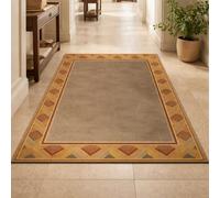 Générique Tapis de décoration,Motif Moderne Gris, bordé de Jaune, Orange et Beige, 80 x 120 cm, Tapis de Couloir Salon Chambre Cuisine Balcon, Paillasson Entree, Runners for Hallway
